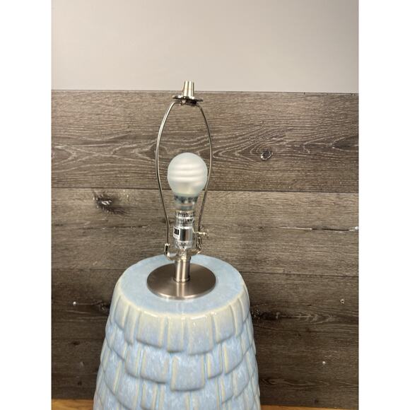 Uttermost Talima Blue Crackle Glaze Ceramic Table Lamp 29” Brushed Nickel - Picture 8 of 13